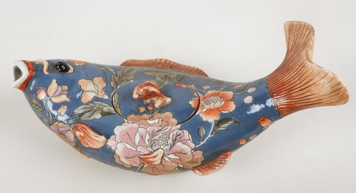 Fish Form Pottery Covered Jar