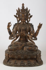 Large Chinese Bronze Statue of Chenrezig