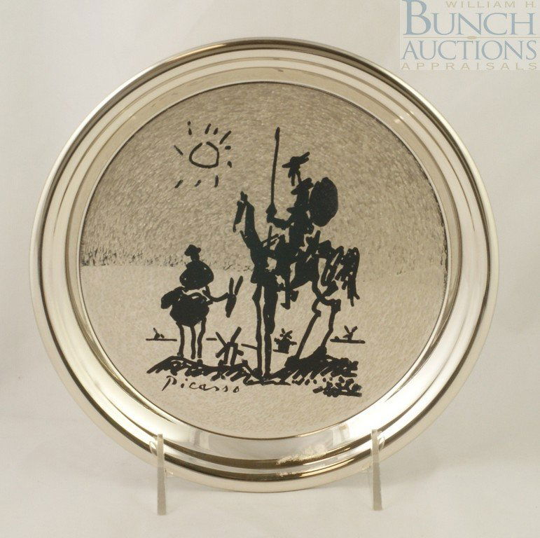 Sterling Silver Picasso "Don Quixote de la Mancha: Sterling Silver Picasso "Don Quixote de la Mancha" collector's plate, first in a series of Modern Masters from Geo Washington Mint, #8238, 6 TO, with original presentation box and COA