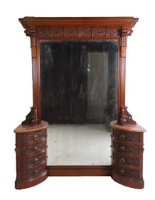 Renaissance Revival Mahogany Full Length Dressing Mirror