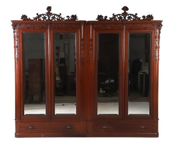 G Vollmer & Son Pair Renaissance Revival Armoires