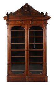 Renaissance Revival 2-Door Walnut Bookcase