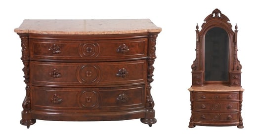 Pair Victorian Marbletop Dressers