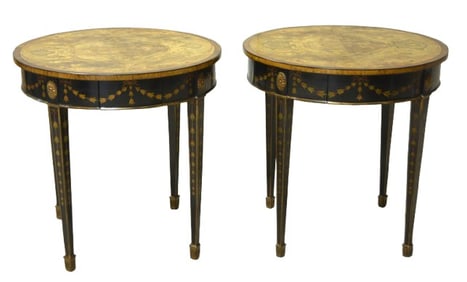 Pair of Burton Ching Hepplewhite style side tables