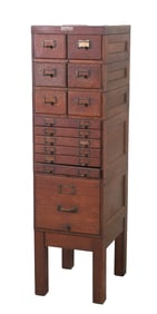 Shaw-Walker oak file/specimen cabinet