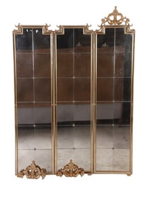 French style 3-paneled mirrored and gilt screen