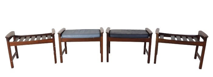 (4) Rosewood MCM slatted stools