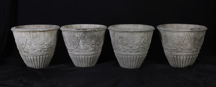 (4) Cement Round Planters