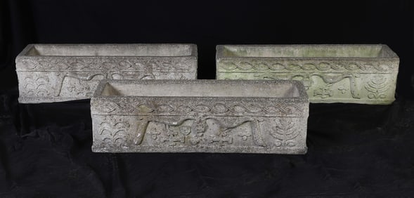 (3) Concrete Rectangular Planters