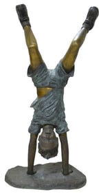 Large Bronze Garden Sculpture "Handstand Boy"