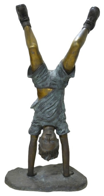 Large Bronze Garden Sculpture "Handstand Boy" (1 of 7)