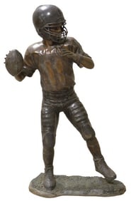 Large Bronze Sculpture of a Football Player