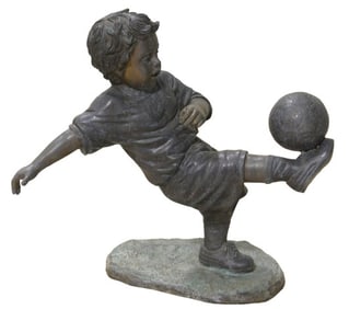 Bronze Sculpture "Boy Playing Soccer"
