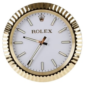 Watch Dealer Display Clock Rolex Gold Plated Oyster