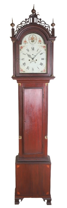 Massachusetts inlaid tall case clock (1 of 5)