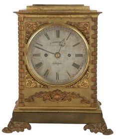 Rare S. Hammond & Company Mid 19th Century Brass Case London Twin Fusee Bracket Clock