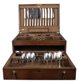 (81) Pieces King George III London Silver Flatware