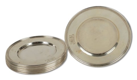 (8) JE Caldwell & Co. Sterling B&B Plates