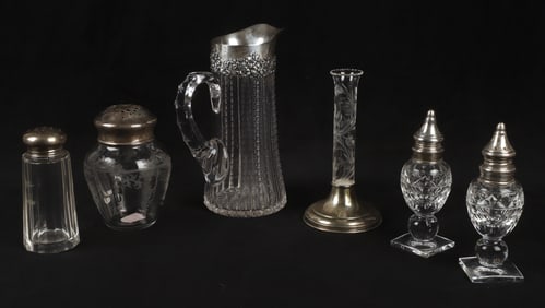 Sterling Mounted Crystal Table Items