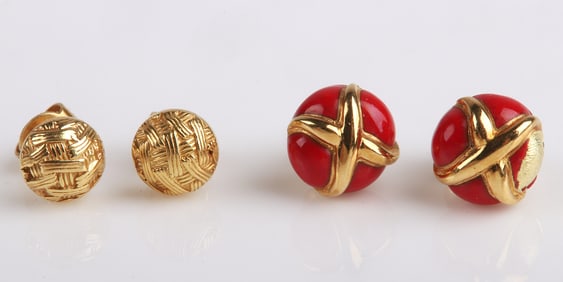 (2) Tiffany and Co. 18K Yellow Gold Earrings