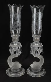 Baccarat Crystal Dauphin Candle Lustre Pair