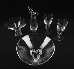 (5) Steuben Crystal Hocks, Bowls and Pitcher