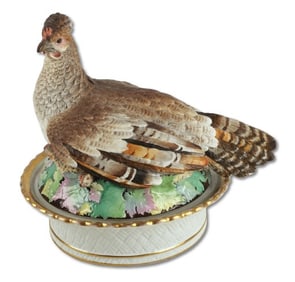 Large Porcelain Hen and Chicks on Nest