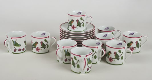 (10) Lynn Chase 'Parrots of Paradise' Demitasse