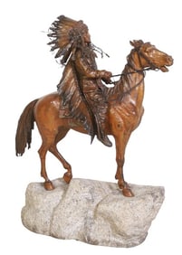 Carl Kauba Bronze Chief on Horseback