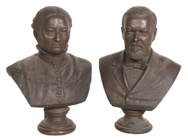 Bronze Busts of Mr. and Mrs. Louis Bergdoll