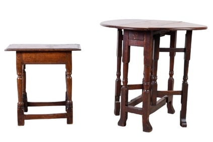 (2) Antique oak tables