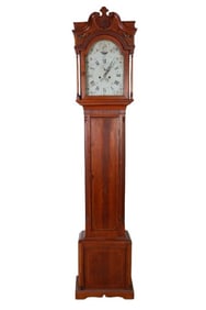 English 18th C. mahogany tall case clock