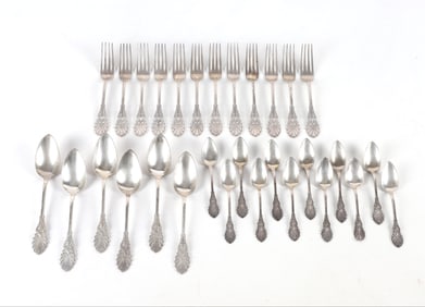 (30) Wood and Hughes Coin Silver Grecian Flatware