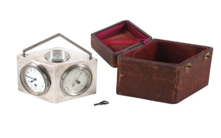 Charles Hour Silver Compendium Clock