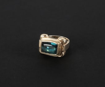 Yellow Gold Tourmaline Centered Cocktail Ring