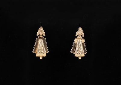 Victorian Revival 14K Yellow Gold Earrings