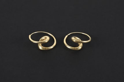 18K Michael Good Hoop Twist Earrings