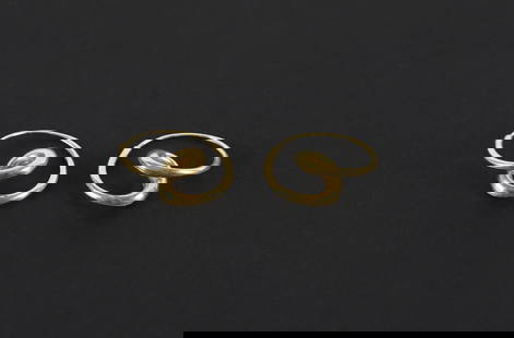 18K Michael Good Hoop Twist Earrings: 18K Yellow Gold Michael Good (American, Maine, 20th c) hollow twist hoop earrings, 2.8 DWT