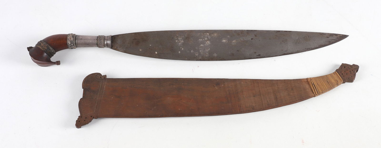 19th C. Silver Mounted Moro Barong Knife (1 of 7)