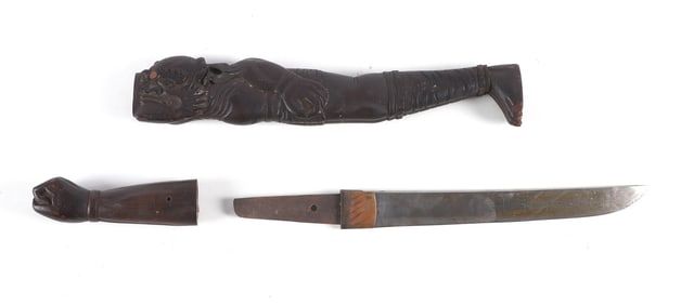 Japaneese Dagger Tanto in Oni Carved Sheath