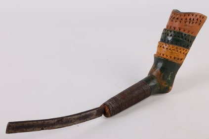 Left Handed Inked and Chip Carved Crooked Knife