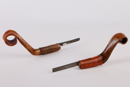(2) Birdseye Maple Scroll Carved Crooked Knives