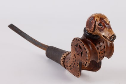 Crooked Knife with Chip Carved Dog Form Handle