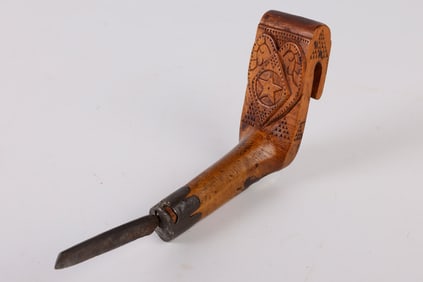 Chip Carved Maple Handled Crooked Knife