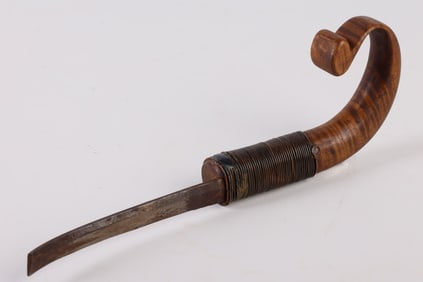 Tiger Maple Hook Carved Crooked Knife