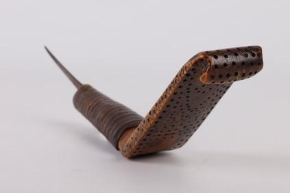 Early Patterned Leather Wrapped Crooked Knife
