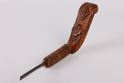 Diamond and Clover Stack Carved Crooked Knife