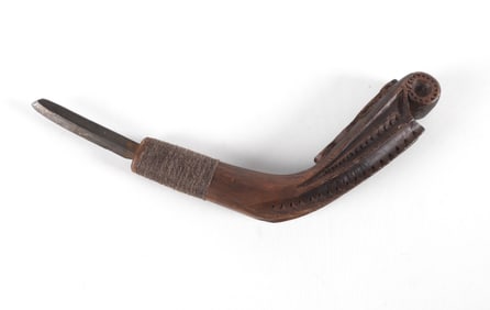 Clover, Spade, Heart and Club Carved Crooked Knife