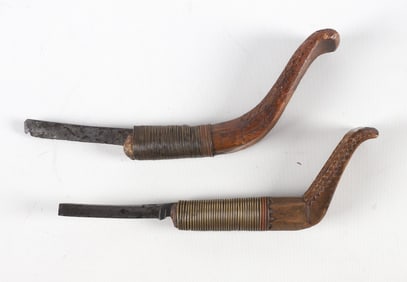 (2) Chip Carved Crooked Knives