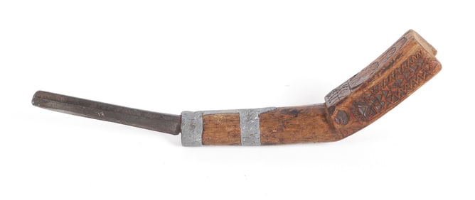 Willow Carved Pewter Joined Crooked Knife